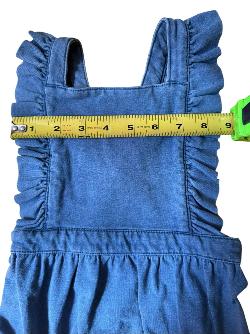 Cat & Jack New NWT Girls 18 Months Blue Denim‑Inspired Ruffled One‑Piece Romper